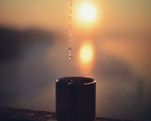 morning routine ritual with healthy water and natural light